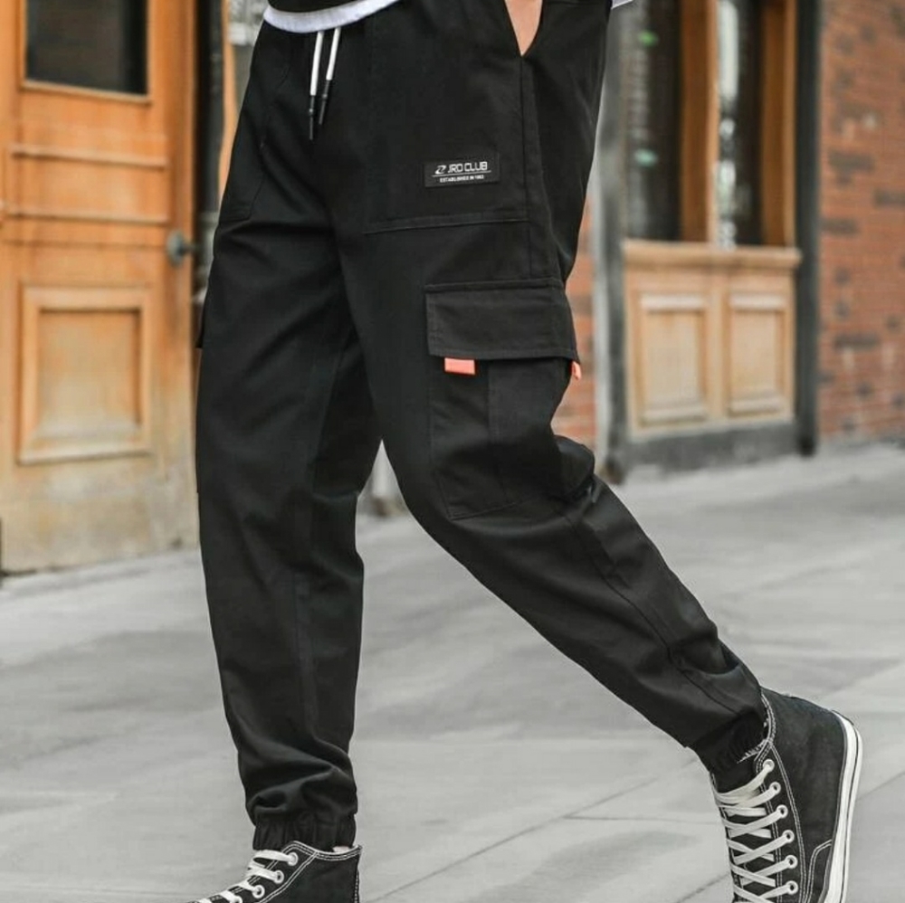 Men letter flap pocket cargo pants